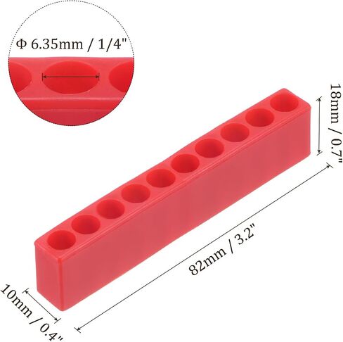 HARFINGTON 6pcs Plastic Hex Shank Screwdriver Bit Holder Organizer 7 Holes 1/4 Inch Plastic Drill Bits Storage Case for Any 1/4" Hex Shank Metal Driver Bits Use, Red in Saudi Arabia