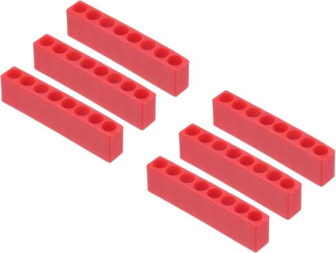 HARFINGTON 6pcs Plastic Hex Shank Screwdriver Bit Holder Organizer 7 Holes 1/4 Inch Plastic Drill Bits Storage Case for Any 1/4" Hex Shank Metal Driver Bits Use, Red in Saudi Arabia