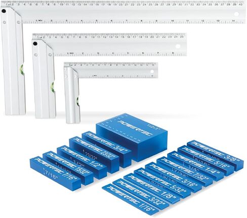 POWERTEC Setup Blocks Height Gauge 15pc Set, Router Table Setup Bars w/L Square 3pc, Machinist Square for Router Fence, Table Saw Blade, Band Saw, Drill Press (72052) in Saudi Arabia