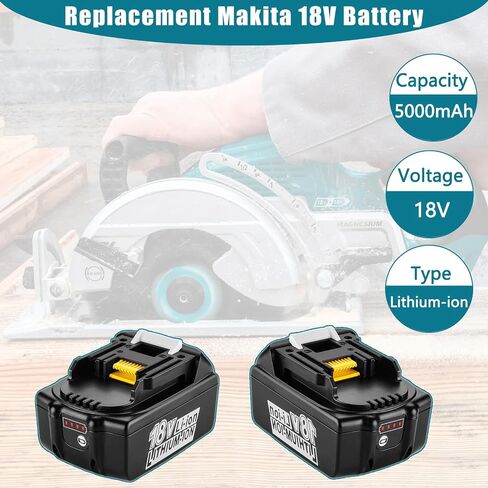 استبدال بطارية M-akita 18V 2 حزم BL1850B 5.0Ah متوافقة مع بطارية M-akita BL1830B BL1850B BL1840B BL1860B BL1815B متوافقة مع أدوات M-akita 18V in Saudi Arabia