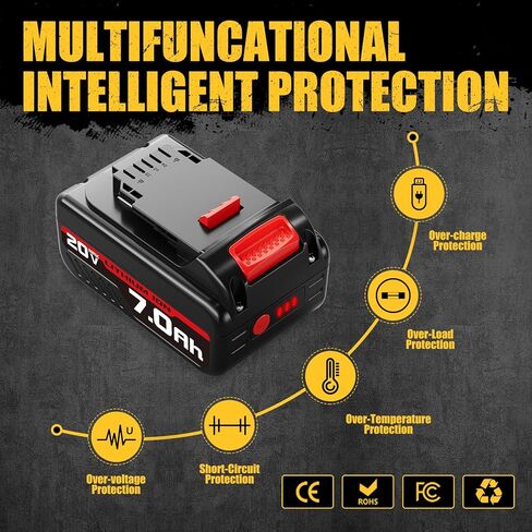 7.0Ah بديل لبطارية DeWalt 20V Max DCB200 DCB201 DCB203 DCB204 DCB206 DCB180 متوافقة مع أدوات الطاقة DeWalt 20 Volt Bateria 2Pack in Kuwait