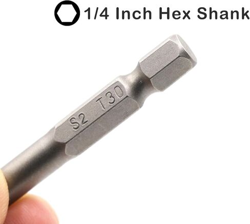 مجموعة لقم مفك توركس، T6، T7، T8، T9، T10، T15، T20، T25، T27، T30، T40، ساق سداسية 1/4 بوصة S2 مصنوعة من خليط معدني بطول 2 بوصة، 11 قطعة in Kuwait