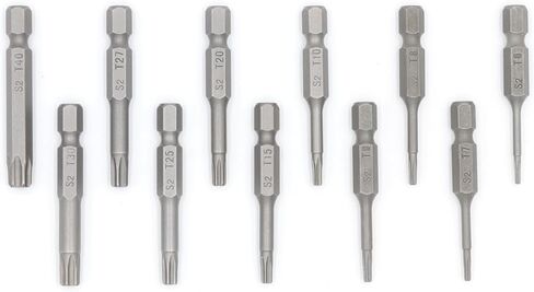 مجموعة لقم مفك توركس، T6، T7، T8، T9، T10، T15، T20، T25، T27، T30، T40، ساق سداسية 1/4 بوصة S2 مصنوعة من خليط معدني بطول 2 بوصة، 11 قطعة in Kuwait