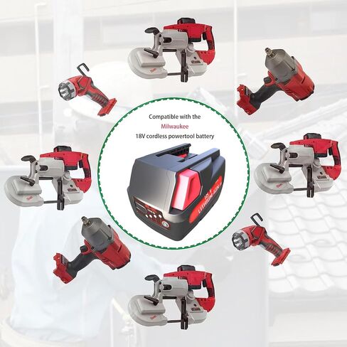 18V 3.0Ah Replacement for Milwaukee,Compatible Part Numbers: 48-11-1830 MV18B V18 Power Tools Battery,can be chaged with 21V DC 5.5mm Adapter, plus with SOC LED Indicator Light (MIL18C) in Saudi Arabia