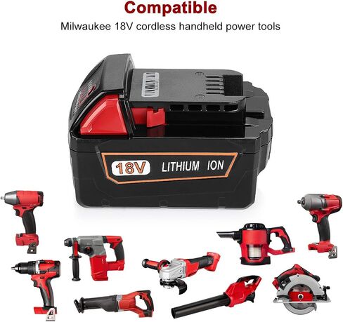 18V 3.0Ah Replacement for Milwaukee,Compatible Part Numbers: 48-11-1830 MV18B V18 Power Tools Battery,can be chaged with 21V DC 5.5mm Adapter, plus with SOC LED Indicator Light (MIL18C) in Saudi Arabia