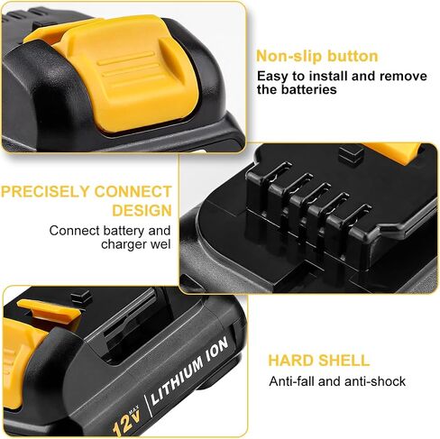 4Pack 4.0ah 12V Battery DCB120 Replacement for Dewalt 12V Max Lithium Battery DCB124 DCB121 DCB123 DCB127 DCB122 Compatible with Dewalt 12V Tools in Saudi Arabia