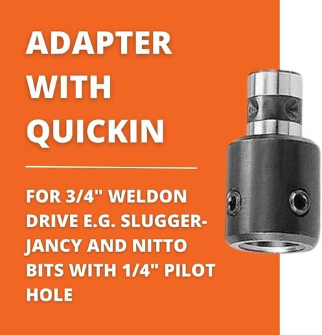Fein Adapter with QuickIN for 3/4" Weldon Drive - Compatible with Slugger-Jancy and Nitto Bits with 1/4" Pilot Hole - 63901021014 in Saudi Arabia