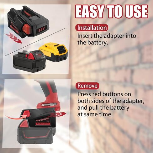 محول بطارية DM18V18 لجهاز DeWalt 20V وبطارية ليثيوم أيون Milwaukee M18 18V إلى بطارية Milwaukee V18 18V NI-CD (مع منفذ USB) in Kuwait