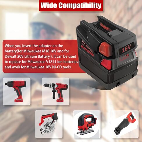 محول بطارية DM18V18 لجهاز DeWalt 20V وبطارية ليثيوم أيون Milwaukee M18 18V إلى بطارية Milwaukee V18 18V NI-CD (مع منفذ USB) in Kuwait