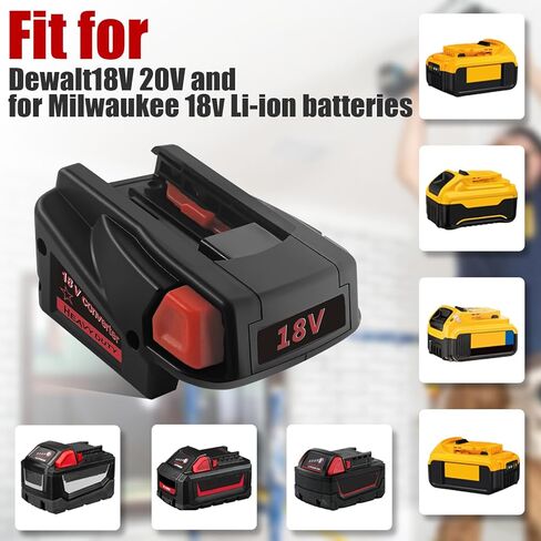 محول بطارية DM18V18 لجهاز DeWalt 20V وبطارية ليثيوم أيون Milwaukee M18 18V إلى بطارية Milwaukee V18 18V NI-CD (مع منفذ USB) in Kuwait