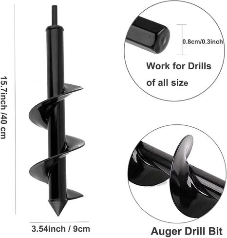 Garden Auger Drill Bit Post Hole Digger Auger Bulb Planter Tool 1.6 x 8.7 in, Hex Shank Rust-Proof Steel, for Digging Holes Deep Cultivating,Planting Bulbs in Saudi Arabia