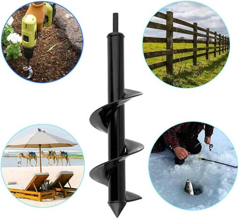 Garden Auger Drill Bit Post Hole Digger Auger Bulb Planter Tool 1.6 x 8.7 in, Hex Shank Rust-Proof Steel, for Digging Holes Deep Cultivating,Planting Bulbs in Saudi Arabia