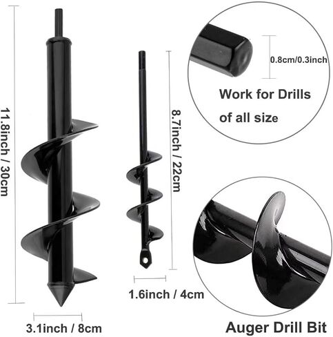 Garden Auger Drill Bit Post Hole Digger Auger Bulb Planter Tool 1.6 x 8.7 in, Hex Shank Rust-Proof Steel, for Digging Holes Deep Cultivating,Planting Bulbs in Saudi Arabia