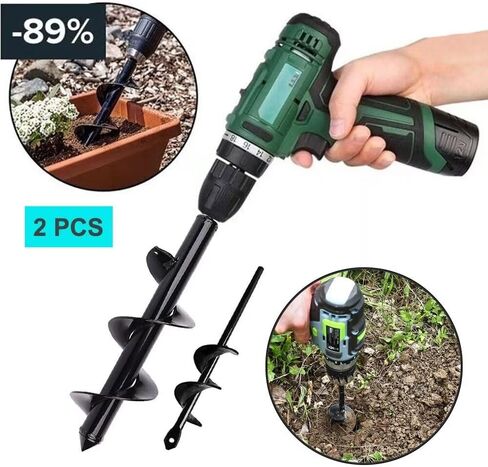 Garden Auger Drill Bit Post Hole Digger Auger Bulb Planter Tool 1.6 x 8.7 in, Hex Shank Rust-Proof Steel, for Digging Holes Deep Cultivating,Planting Bulbs in Saudi Arabia