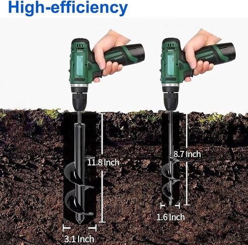 Garden Auger Drill Bit Post Hole Digger Auger Bulb Planter Tool 1.6 x 8.7 in, Hex Shank Rust-Proof Steel, for Digging Holes Deep Cultivating,Planting Bulbs in Saudi Arabia