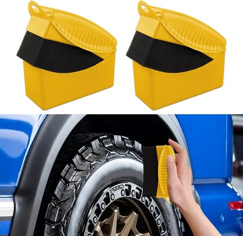 2PCS Tire Shine Applicator, Tire Applicator Pads, Durable and Reusable Tire Applicator Dressing Shine Sponge for Applying Tire Shine, Universal Tire Cleaner Car Accessories for All Cars in Saudi Arabia
