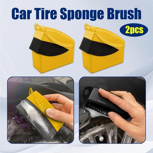 2PCS Tire Shine Applicator, Tire Applicator Pads, Durable and Reusable Tire Applicator Dressing Shine Sponge for Applying Tire Shine, Universal Tire Cleaner Car Accessories for All Cars in Saudi Arabia