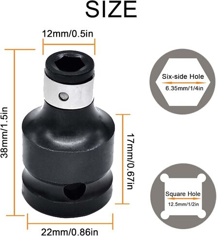 2Pcs1/2 Inch Square Drive to 1/4 Inch Hex Female Socket Adapter, Quick Release Chuck Adapter Converter for Impact and Ratchet Wrenches in Saudi Arabia