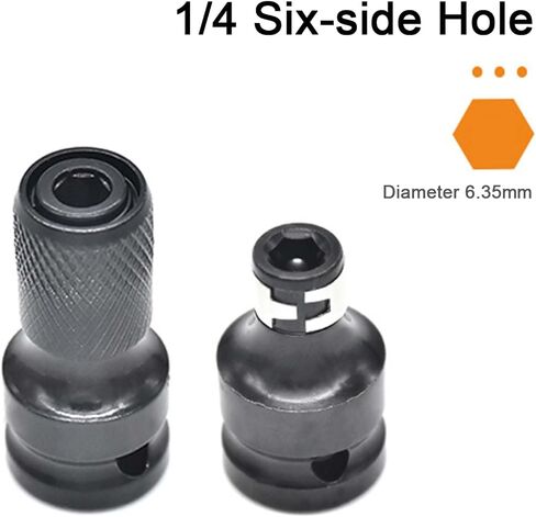 2Pcs1/2 Inch Square Drive to 1/4 Inch Hex Female Socket Adapter, Quick Release Chuck Adapter Converter for Impact and Ratchet Wrenches in Saudi Arabia