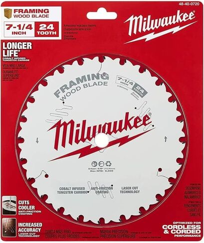 Milwaukee 7-1/4 in. Dia. x 5/8 in. Framing Carbide Tipped Steel Circular Saw Blade 24 teeth 1 pc. in Saudi Arabia