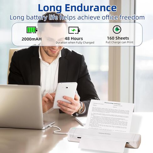 P831 Portable Printer Wireless Bluetooth Connection,Bluetooth Printer Compatible with Phone & Laptop,300DPI.Suitable for Home Vehincles Office. in Kuwait