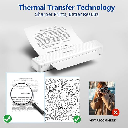 P831 Portable Printer Wireless Bluetooth Connection,Bluetooth Printer Compatible with Phone & Laptop,300DPI.Suitable for Home Vehincles Office. in Kuwait