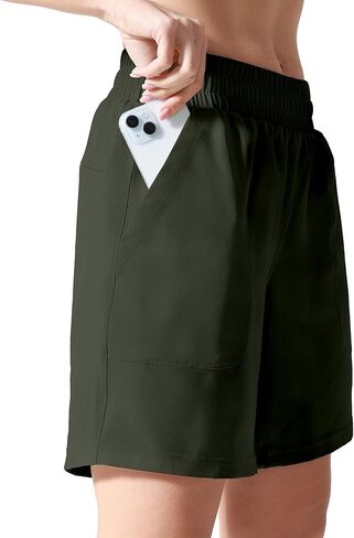 شورت رياضي نسائي مقاس 7 بوصات للتمارين الرياضية وخفيف الوزن وسريع الجفاف وجيوب مبطنة in Kuwait