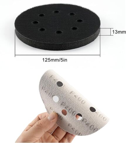 140 Pcs 5 Inch Wet Dry Sanding Discs Hook and Loop 8 Holes Sandpaper 400/600/800/1000/1500/2000/3000 Assortment Grits with Interface Pad for Orbital Sander Automotive Wood Plastic Metal Polishing in Saudi Arabia