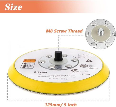 Mesee 2 Packs 5 Inch Hook & Loop Backing Pads, M8 Thread Arbor PU Sanding Backer Plate Random Orbital Sander Disc Pads Replacement Polisher Tool Accessory for Car Polishing Waxing Buffing in Saudi Arabia