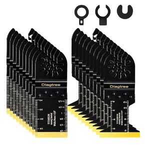 Titanium Oscillating Saw Blades, Diagtree 20PCS Titanium Oscillating Multitool Blades for Metal, Wood and Plastic, fit Dewalt Milwaukee Ryobi Fein Dremel Bosch Rockwell Makita Porter Cable