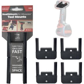 StealthMounts Milwaukee Tool Holders for Milwaukee M18 | Milwaukee M18 Tool Mounts | Milwaukee Tool Hanger Clips (8 Pack)