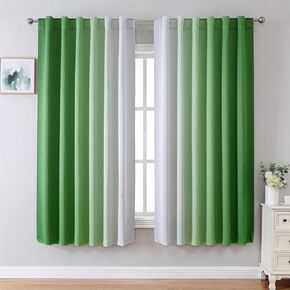 MIUCO Blackout Curtains & Drapes for Bedroom Living Room 63 Inch Length Green and White Room Darkening Ombre Curtains Rod Pocket & Back Tab Curtains Thermal Insulated Light Blocking 2 Panels Set in Kuwait