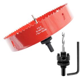 190mm Hole Saw, Bi-Metal Drill Bit, LAIWEI Hole Saw Heavy Duty Mandrel Hole Cutter for Drilling Wood, Thin Metal Sheet, Aluminum Profile, PVC and Other Materials (1, 7-15/32(190mm))