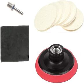 Polishing Kit - 1 set - Includes 3 Inch Rayon Felt Polishing Pads x 5, M10 Thread Drill Adapter x 1, Polishing Cloth x 1 and Backing Pad x 1