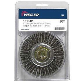 Weiler 13131P Mini Roughneck 4" Stringer Bead Wheel, 020" Steel Wire Fill, 5/8"-11 UNC Nut, Retail Pack, Made in The USA (Pack of 5)