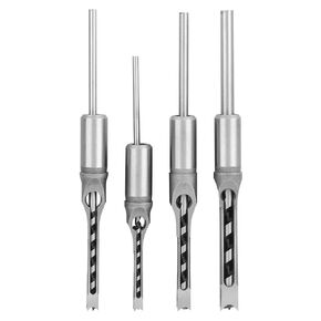 4Pcs Square Hole Drill Bits, 1/4 5/16 3/8 1/2 Square Hole Mortiser Drill Bit Wood Drill Bit Set for Square Hole Drills, Aquare Tenon Machines
