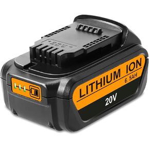 20V 6.5Ah Battery Replacement for Dewalt 20V Battery DCB206 DCB205 DCB204 DCB200 DCB201 DCB203 DCB205 DCB207 DCD/DCF/DCG Series Cordless Power Tools Battery TBDCB206