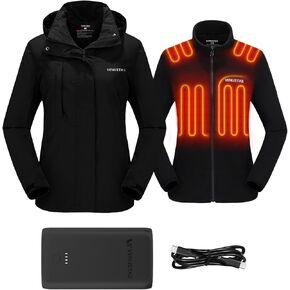 Venustas Women's 3-in-1 Heated Jacket (Size XS), and an Extra 2X Runtime 10,000mAh Battery Pack