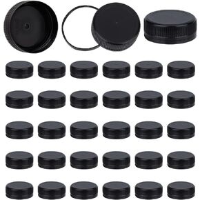 OLYCRAFT 50Pcs Plastic Bottle Caps Black Screw-On Caps 37.5mm Inner Diameter Bottle Jug Storage Cap Lids Red Plastic Tamper Seal Lids Replacement Caps Twist Cap for Juice Bottles Dispenser Caps