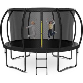 Trampoline for Kids and Adults, 14FT Recreational Kids Trampoline with Safety Enclosure Net & Ladder, Outdoor Recreational Trampolines for Backyard Use