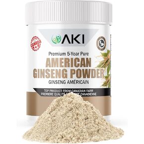 AKI American Ginseng Powder with 4% Ginsenosides | Ideal with Coffee, Beverages Like Smoothies (4 Oz / 113 Gr)