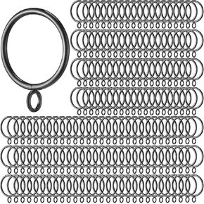 Maitys 200 Pcs Black Metal Curtain Rings with Eyelet Inner Diameter Eyelet Curtain Rod Hangers Rustproof Drapery Clips Hooks for Sliding Window Door