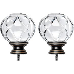KAMANINA Crystal Netted Texture Replacement Finials for 1 or 7/8 Inch Curtain Rods, Champagne Gold Drapery Rod Finials with M6 standard Screws, set of 2