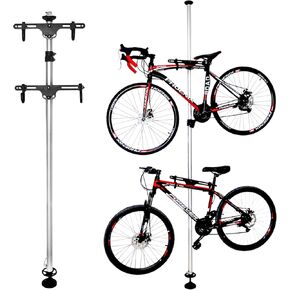 PRO BIKE TOOL Gravity Bike Rack - Aluminum Freestanding Rack - 2 Bike Stand - Easy Assembly and Adjustable Gravity Stand - Bicycle Holder Organizer for Garage - 5.9Hx72.4Lx11.8W Inch - Grey
