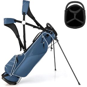 Tangkula Golf Stand Bag, Lightweight Organized Golf Bag, Easy Carry Shoulder Bag with 4 Way Dividers and 4 Pockets for Extra Storage