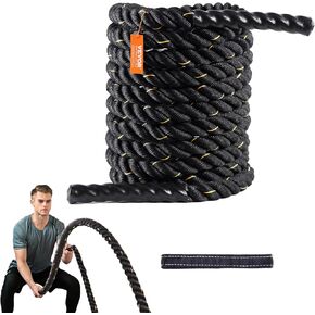 VEVOR Battle Rope, 1.5 Inch Diameter 30Ft Length Polyester Exercise Rope, Battle Exercise Equipment, Heavy Weighted Rope for Home Gym Body Workout Core Strength Training Muscle Building Fitness