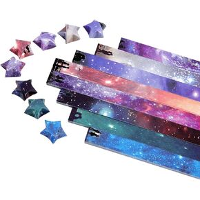 136 Sheets Star Origami Paper, for Arts Crafting Supplies, School Teaching, DIY Projects,Space Paper Strip Double Sided Origami Stars Paper