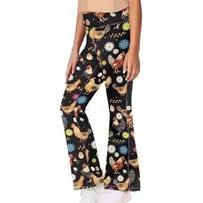 Flared Yoga Pants Casual Bootcut High Waist Leggings Lightweight Long Sweatpants for Girls 5-14Y