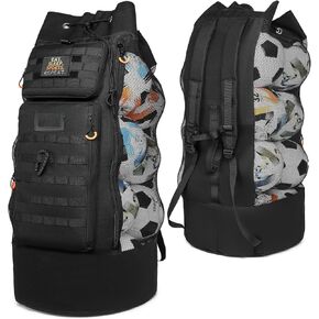 Soccer Ball Bag, Extra Large Mesh Ball Bag Tactical Style Sports Equipment Bag with Multiple Pockets for Coach