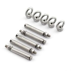 5-Pack Stainless Steel Concrete Eye Bolt Anchor Eyebolt Wall Concrete Brick Anchor Expansion Bolts Ring Screw Eyes, M6x70mm